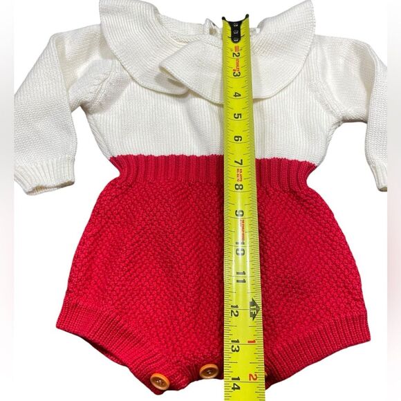 Angou Knit Sweater Bubble Romper Holiday Christmas Outfit Size 70 6 to 12 months - Picture 6 of 7